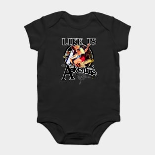 Vintage Worn Distressed Life is an Adventure Tee Baby Bodysuit